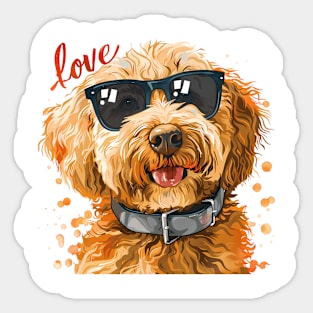 Colorful Golden Doodle Dog Sunglasses Sticker